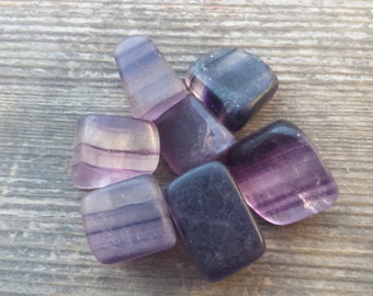 PURPLE FLUORITE TUMBLED Stone One (1) Medium/Large Natural Tumble Stone