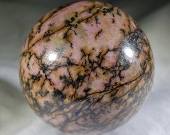 LARGE RHODONITE Sphere Natural Stone Hand Carved Gemstone Sphere 48mm[33]