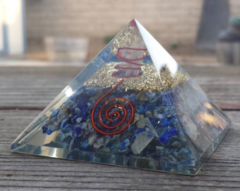 LARGE (60-70mm) LAPIS LAZULI Orgone Gemstone Pyramid Large Pyramid Orgone