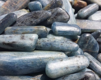 SIX (6) BLUE KYANITE Tumbled Stones Medium/Large Natural Tumble Stones
