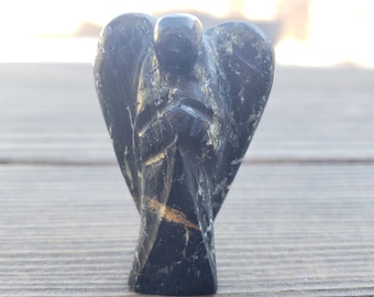 2" BLACK TOURMALINE ANGEL Natural Handcarved Stone Gemstone