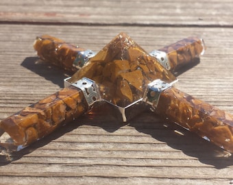 YELLOW JASPER ORGONE 4 Point Gemstone Energy Generator