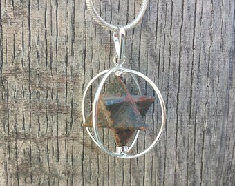 Natural UNAKITE  Merkaba Pendant Gemstone Merkaba Spinning Star Pendant