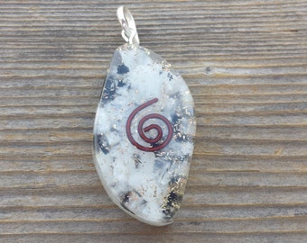 ORGONE RAINBOW MOONSTONE Gemstone Eye Shaped Pendant Orgone (One)