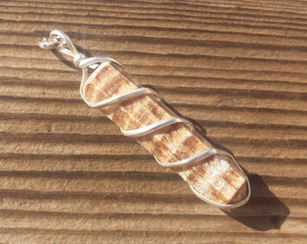 ARAGONITE Spiral Wire Wrapped Pencil Point Pendant Gemstone