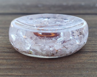 ORGONE ROSE QUARTZ Gemstone Sphere Stand And Worry Stone