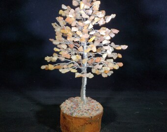 Natural GOLDEN QUARTZ STEP Style Gemstone Chip Tree With 300 Stones Crystal Tree Of Life