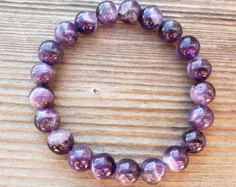 AMETHYST Natural Stone Bead Gemstone Stretchy Bracelet