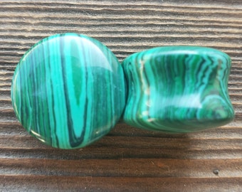 Pair of SYNTHETIC MALACHITE Plugs Gauges Body Jewelry Double Flared - Pick Size