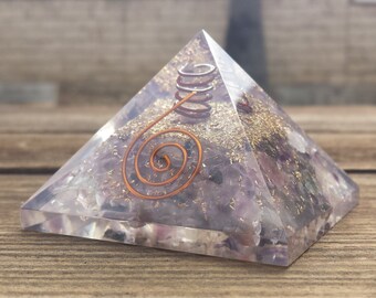 Large (60-65mm) PURPLE FLUORITE Orgone Gemstone Pyramid Large Pyramid Orgone