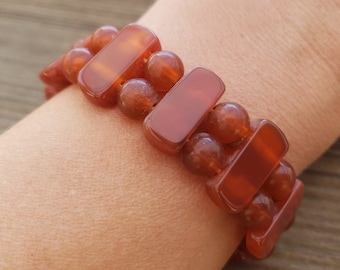 CHUNKY BRACELET Carnelian Type 1 Gemstone Stretchy Bracelet