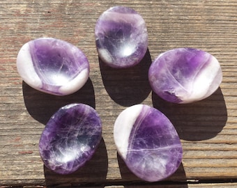 AMETHYST Worry Stone Natural Stone Hand Carved Gemstone Worry Stone