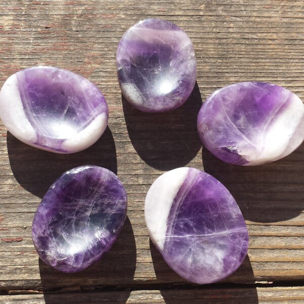 AMETHYST Worry Stone Natural Stone Hand Carved Gemstone Worry Stone