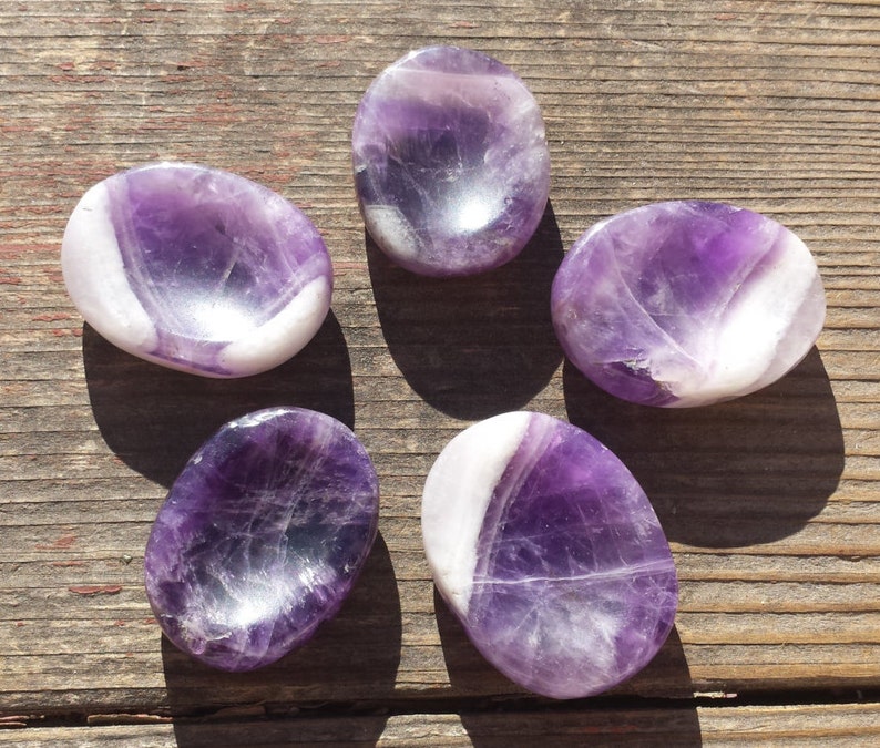 AMETHYST Worry Stone Natural Stone Hand Carved Gemstone Worry Stone 