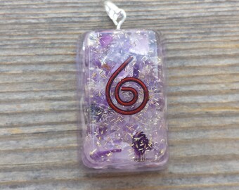 ORGONE AMETHYST Gemstone Rectangle Pendant Orgone (One)