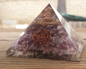 Extra Large (70-75mm) LEPIDOLITE Orgone Gemstone Pyramid X-Large Pyramid Orgone