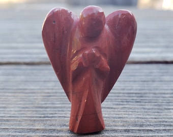 1" RED JASPER ANGEL Natural Handcarved Stone Gemstone
