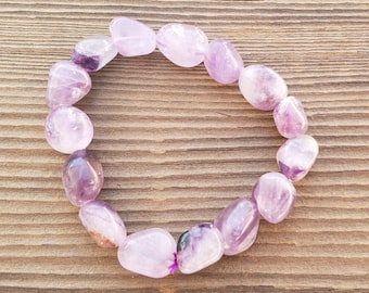 AMETHYST Natural Tumbled Stone Gemstone Stretchy Bracelet