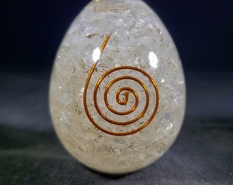 Large (70-75mm) CLEAR QUARTZ Orgone Gemstone Egg