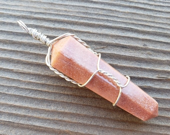 MOONSTONE Wire Wrapped Double Point Pendant Stone Natural Gemstone