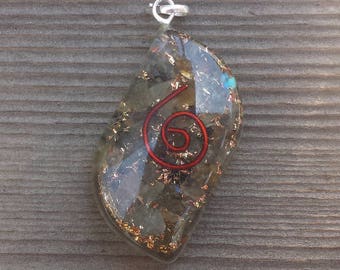 ORGONE LABRADORITE Gemstone Eye Shaped Pendant Orgone (One)