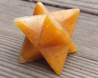 Large (50mm) GOLDEN QUARTZ Natural Gemstone Merkaba Star (One)