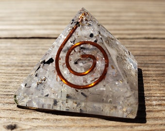 Small (25-30mm) TOURMALATED QUARTZ COIL Orgone Gemstone Pyramid Small Pyramid Orgone