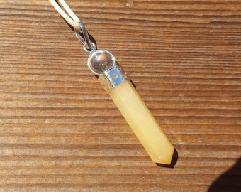 GOLDEN QUARTZ 2 Stone Crystal Point Pendant With Quartz Sphere and Cord Stone Natural Gemstone