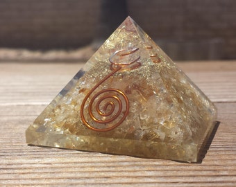 Extra Large (70-75mm) CITRINE Orgone Gemstone Pyramid X-Large Pyramid Orgone