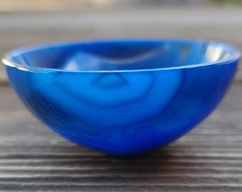 BLUE ONYX BOWL Natural Stone Hand Carved Gemstone [11]