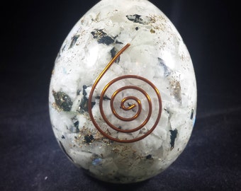Large (70-75mm) RAINBOW MOONSTONE Orgone Gemstone Egg