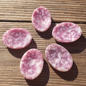 LEPIDOLITE Worry Stone Natural Stone Hand Carved Gemstone Worry Stone