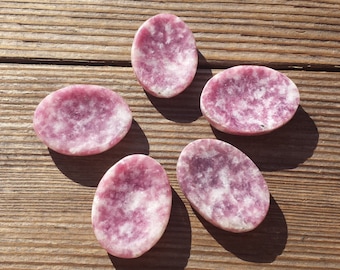 LEPIDOLITE Worry Stone Natural Stone Hand Carved Gemstone Worry Stone