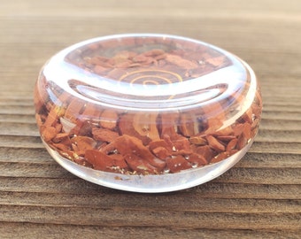 ORGONE RED JASPER Gemstone Sphere Stand And Worry Stone