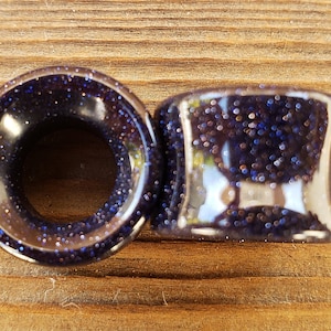 Pair of BLUE SANDSTONE Tunnel Plugs Gauges Body Jewelry Double Flared - Pick Size