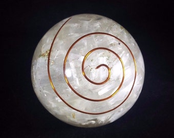 LARGE (60-70mm) SELENITE stone Orgone Gemstone Sphere Orgone Sphere