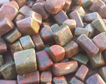 THREE (3) UNAKITE Tumbled Stones Medium Natural Tumble Stones