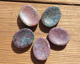 RUBY IN KYANITE Worry Stone Natural Stone Hand Carved Gemstone Worry Stone