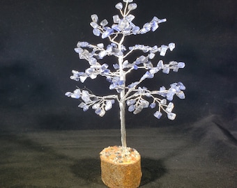 Natural SODALITE Gemstone Chip Tree With 150 Stones Crystal Tree Of Life