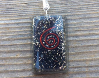 ORGONE BLACK TOURMALINE Gemstone Rectangle Pendant Orgone (One)
