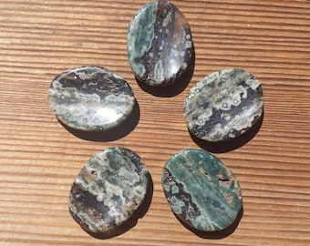 RAINFOREST RHYOLITE Worry Stone Natural Stone Hand Carved Gemstone Worry Stone