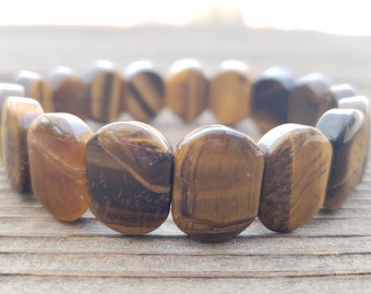 CHUNKY BRACELET Tiger Eye Type 3 Gemstone Stretchy Bracelet