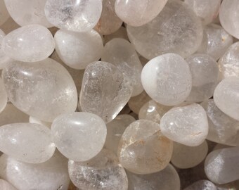 SIX (6) CLEAR QUARTZ Tumbled Stones Medium/Large Natural Tumble Stones
