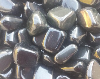 SIX (6) OBSIDIAN Tumbled Stones Medium/Large Natural Tumble Stones