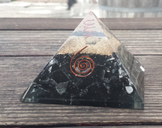 Featured listing image: Extra Large (70-75mm) BLACK TOURMALINE Orgone Gemstone Pyramid X-Large Pyramid Orgone