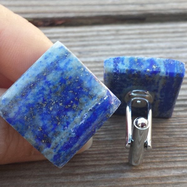 LAPIS LAZULI SQUARE Natural Gemstone Cufflinks Stone Cuff Links