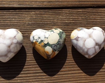 NATURAL FOSSIL JASPER Gemstone Puffy Heart 40-45mm