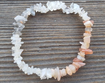 MULTI -  MOONSTONE Natural Stone Gemstone Stretchy Chip Bracelet