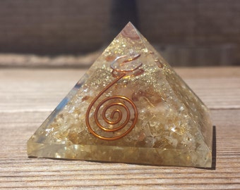 LARGE (50-55mm) CITRINE Orgone Gemstone Pyramid Large Pyramid Orgone