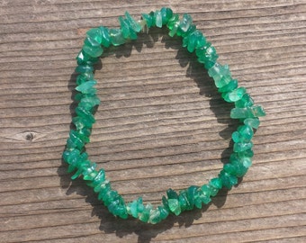 GREEN ONYX Natural Stone Gemstone Stretchy Chip Bracelet